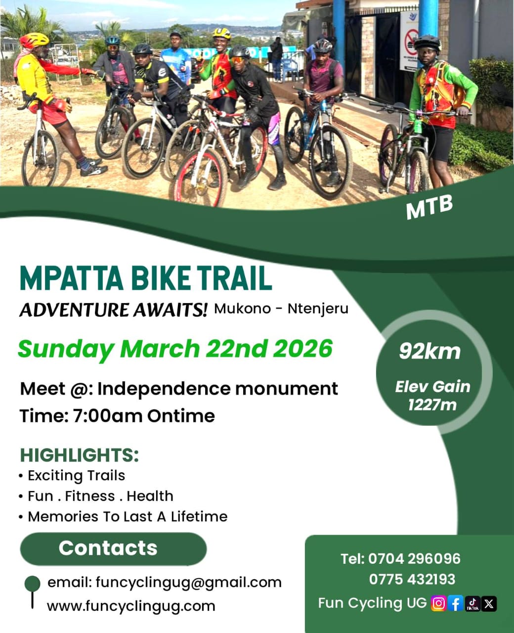 FCU MTB Ride through Mpatta, Mukono to Ggaba Via L. Victoria